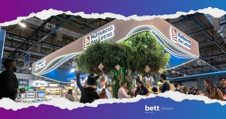 Estande do Multiverso das Letras na Bett Brasil 2026 com experiência imersiva sobre literatura na educação