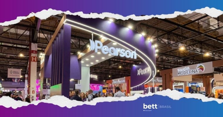 Estande da Pearson na Bett Brasil 2026 com soluções de educação e tecnologia para aprendizagem